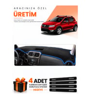 DACIA SANDERO STEPWAY (2015-2021) Uyumlu Torpido Koruma Örtüsü Oto Kılıfı - Siyah Mavi
