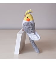 Amigurumi Kuş Muhabbet Kuşu Gri Beyaz Sesli