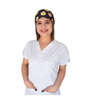 Siyah Emojiler Desenli Hastane Doktor Aşçı Bone