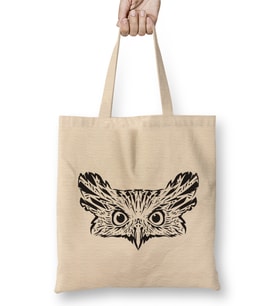 The Owl Baykuş Bez Çanta Uzun Saplı
