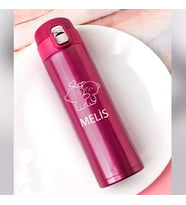 Kişiye Özel Lazer Baskılı 500ml Çelik Ayıcık Baskılı Termos – Sızdırmaz, Vakumlu, Kilitli Kapak (Pembe)