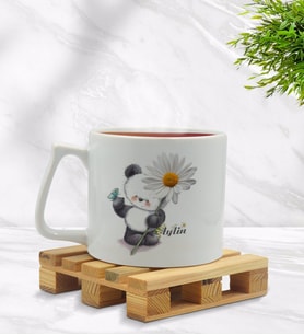 BK Gift Kişiye Özel Papatya Temalı Middle Beyaz Kupa Bardak Model 9