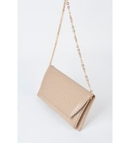 Kadın Croco Vizon Zarf Tasarım 2 Bölmeli Mini Zincir Askılı Çıt Çıt Kapama Clutch Ve El Çantası
