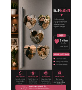 5'li Kalp Evcil Hayvan ve Sahibi Fotoğraf Magneti Kişiselleştirilebilir Anı Hediyesi