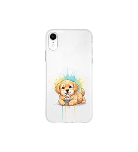 iPhone XR ile Uyumlu Splash Köpek Tasarımlı Şeffaf Silikon Kılıf