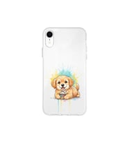 iPhone XR ile Uyumlu Splash Köpek Tasarımlı Şeffaf Silikon Kılıf