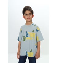 Toontoy Erkek Çocuk Renkli Grafik Baskılı Tişört (Yeşil)