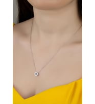 Union Zirconia Kadın 0.46 Karat Pırlanta Montür Gümüş Kolye