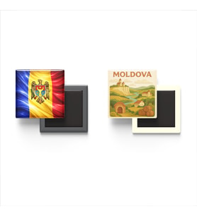 Buzdolap Magnetleri - Moldova Bayrağı ve Paper Cut Tema - 2'li Set Magneti