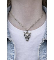 Dark Horn – Boynuzlu Kuru Kafa Figürlü Unisex Kolye (60 cm Zincir)