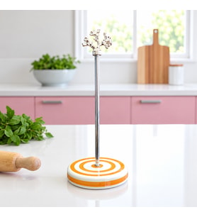 Kağıt Havluluk Rulo Peçetelik Mutfak Aksesuarı Seramik Soft Sarı Zebra GÜMÜŞ Mercan - Feray Home