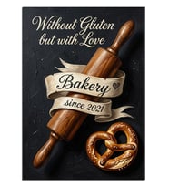Glutensiz Sevgiyle Yapılmış Fırın Dekoratif Kanvas - Mdf Ahşap Tablo