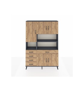 Arges Gardrop 9 Raflı 5 Çekmeceli 5 Kapaklı 132x30x195 Antrasit-Çam