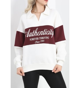 Polo Yaka Baskılı Sweat Bordo - 20538.1872.