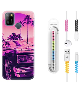 INFINIX Smart 4 5 6 Zero 8 S5 Pro Kılıf Kablo Koruma Spiral Silikon Mor Araba 1711