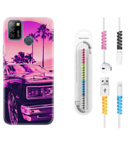 INFINIX Smart 4 5 6 Zero 8 S5 Pro Kılıf Kablo Koruma Spiral Silikon Mor Araba 1711