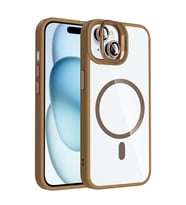Apple iPhone 15 Uyumlu Kılıf Standlı ve Kamera Lens Hediyeli M-Safe Şarj Özellikli Zore Etro Kapak (Gümüş)