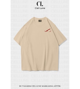 Nevermind Unisex Kadın Erkek Red Eyes Baskılı Özel Tasarım Oversize T-shirt (Bej)
