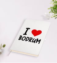 BK Gift I Love Bodrum Tasarımlı Beyaz Defter - Model 1
