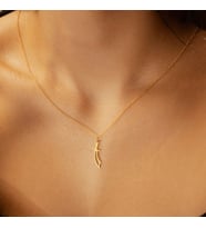 Kişiye Özel 925 Ayar Gümüş Zarif Kılıç Model Kolye (Gold)