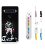 TCL 10L 10 Plus 10SE 20E 20SE 30SE L7 Kılıf Kablo Koruma Spiral Silikon Moon Baloon 1369