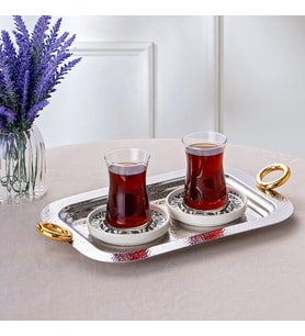 EMSAN AKASYA ÇAY TEPSİSİ GOLD
