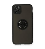 İphone 11 Kılıf Montreal Yüzüklü Kapak - Siyah