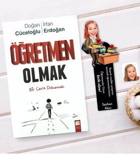 BK Gift Kişiye Özel Kadın Öğretmen Karikatürlü Ahşap Kitap Ayracı Ve Öğretmen Olmak Kitabı Hediye Seti-4