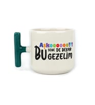 Aşkoooooo Baskılı Yeşil Kulplu T Kupa