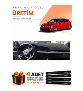 VOLKSWAGEN GOLF 8 (2021-2025) Uyumlu Torpido Koruma Örtüsü Oto Kılıfı - Siyah Mavi