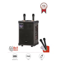 Torima D71 Profesyonel Çift  Mikrofonlu BT Kablosuz Hoparlör Bass Ses Kutusu Speaker (Kahverengi)