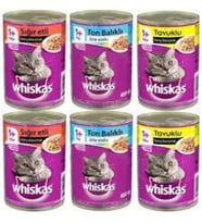 Whiskas Konserve 2 Biftek+2 Tavuk+2 Ton Balık 400 gr 6'lı Karma