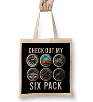 Funny Check Out My Six Pack Airplane Pilot Bez Çanta Uzun Saplı