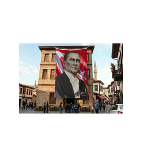 Sivil Mustafa Kemal Atatürk Ay-Yıldız Poster Poster Bayrak Premium Raşel Kumaş ATA19