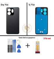 Infinix Smart 9 Siyah Uyumlu Arka Kapak + Yapıştırıcı ve Vida Seti Arka Cam Batarya Pil Kapağı