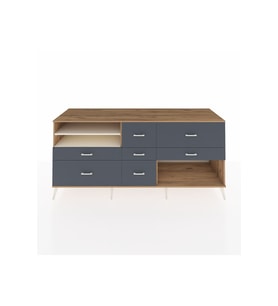 Kronos Konsol 2 Raflı 7 Çekmeceli  220x59x99 Çam-Aytaşı/Antrasit