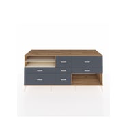 Kronos Konsol 2 Raflı 7 Çekmeceli  220x59x99 Çam-Aytaşı/Antrasit