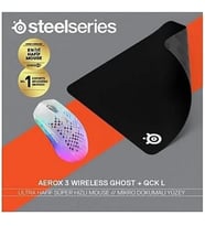 Steelseries Aerox 3 Wireless Ghost Edition Gaming (Oyuncu) Mouse + Qck Large Mouse Pad