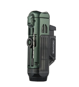 Quantoro Çift Torch Pürmüz Delicili/İğneli Yeşil Metal Puro Çakmağı