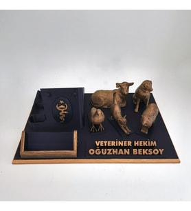 Kişiye Özel Veteriner Hekim Masa İsimliği Kartvizitlik - Klinik Açılış & Tebrik Hediyesi