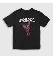 Presmono Unisex Çocuk Siyah Hollow Gorillaz T-Shirt 54657tt