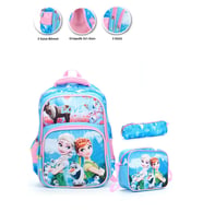 Mavi Love Elsa Anna Okul Çantası + Beslenme + Kalemlik + Frozen Sırt Çantası Atcık Çanta (Çok Renkli)