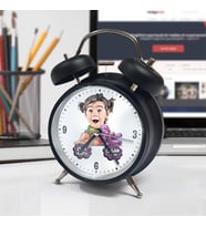 Kişiye Özel Zeka Küpü Kız Çocuk Karikatürlü Çalar Saat