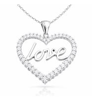 Gümüş Taşlı Love Bayan Kolye
