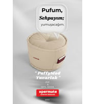Dekoratif Yuvarlak Puf Orta Sehpa Puf 60x42 Cm Puffymod (Bej)