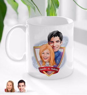 BK Gift Kişiye Özel İsimli Sevgililer Karikatürlü Beyaz Kupa Bardak-89