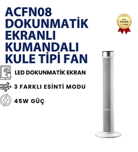 Dokunmatik Ekranlı Kumandalı Kule Tipi Vantilatör