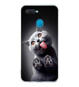 PrintiFy Oppo AX7 ile Uyumlu Kedi 2 Kamera Korumalı Şeffaf Kılıf