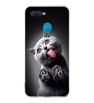 PrintiFy Oppo AX7 ile Uyumlu Kedi 2 Kamera Korumalı Şeffaf Kılıf