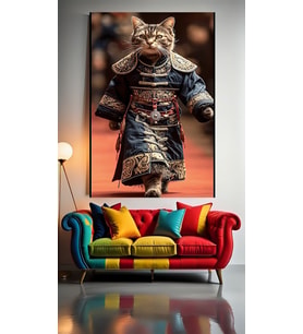 GELENEKSEL KEDİ V1 Ev Duvar Salon Güzellik Salonu Ofis Dükkan Dekarasyon Kanvas Tablo (Çok Renkli)